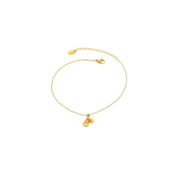 Wholesale Women's 18K Gold Plated Titanium Steel Geometric Lily Of The Valley Pendant Anklet Fashion Jewelry