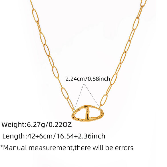 Wholesale Women's 18K Gold Real Gold Plated Geometric Hollow Stainless Steel Pendant Necklace With Cross Chain