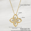 Wholesale Women's 18K Goldplated Copper Geometric Fourleaf Clover Flower Zircon Inlaid Hollow Necklace With O Word Chain