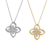 Wholesale Women's 18K Goldplated Copper Geometric Fourleaf Clover Flower Zircon Inlaid Hollow Necklace With O Word Chain