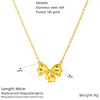 Wholesale Women's 18K Goldplated Heart Shape Bow Pendant Cross Chain Necklace Made Of Titanium Steel