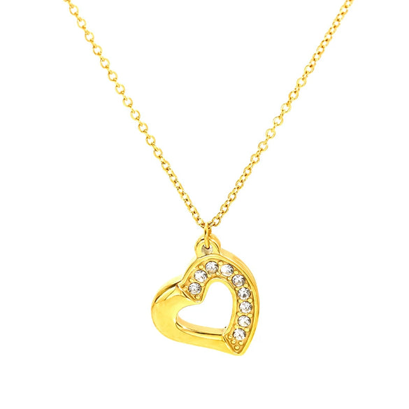 Wholesale Women's 18K Goldplated Heart Shape Bow Pendant Cross Chain Necklace Made Of Titanium Steel
