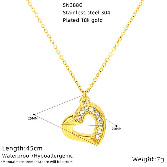 Wholesale Women's 18K Goldplated Heart Shape Bow Pendant Cross Chain Necklace Made Of Titanium Steel