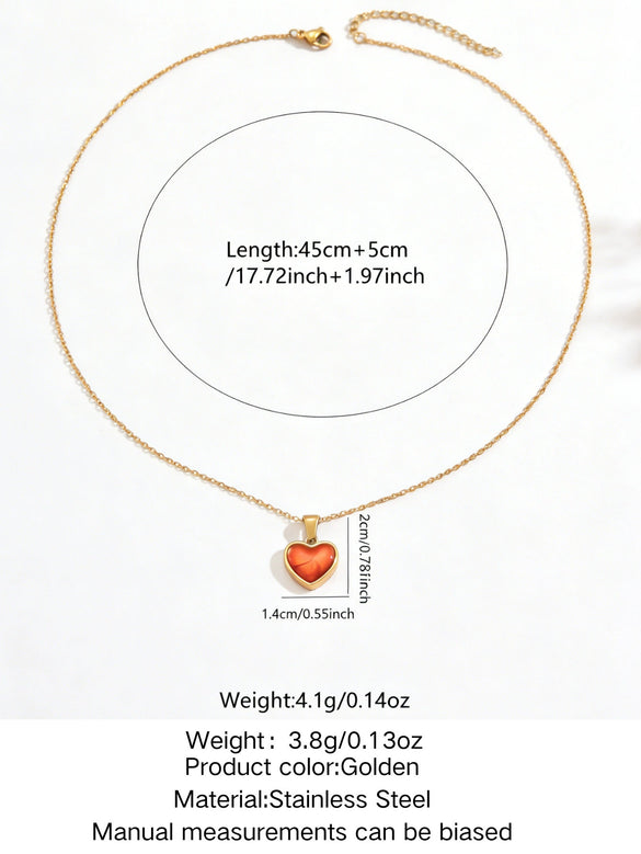Wholesale Women's 18K Goldplated Light Luxury Heartshaped Stainless Steel Pendant Necklace