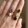 Wholesale Women's 18K Goldplated Stainless Steel Geometric Gemstone Open Ring Stackable Niche Design