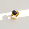 Wholesale Women's 18K Goldplated Stainless Steel Geometric Gemstone Open Ring Stackable Niche Design