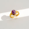 Wholesale Women's 18K Goldplated Stainless Steel Geometric Gemstone Open Ring Stackable Niche Design