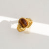 Wholesale Women's 18K Goldplated Stainless Steel Geometric Gemstone Open Ring Stackable Niche Design