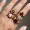 Wholesale Women's 18K Goldplated Stainless Steel Geometric Gemstone Open Ring Stackable Niche Design