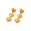 Wholesale Women's 18K Goldplated Stainless Steel Geometric Heart Love Tassel Threelayer Trim Earrings