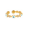 Wholesale Women's 18K Goldplated Stainless Steel Geometric Opening Ring With Devil's Eye Design And Electroplating Treatment