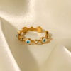 Wholesale Women's 18K Goldplated Stainless Steel Geometric Opening Ring With Devil's Eye Design And Electroplating Treatment