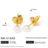 Wholesale Women's 18K Goldplated Stainless Steel Pearl Earrings With Vacuum Plating 18K In Furnace Ins Style Minimalist Design