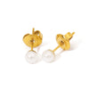 Wholesale Women's 18K Goldplated Stainless Steel Pearl Earrings With Vacuum Plating 18K In Furnace Ins Style Minimalist Design