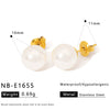 Wholesale Women's 18K Goldplated Stainless Steel Pearl Earrings With Vacuum Plating 18K In Furnace Ins Style Minimalist Design
