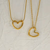 Wholesale Women's 18K Real Gold Plated Stainless Steel Heart Shape Snake Bone Chain Necklace