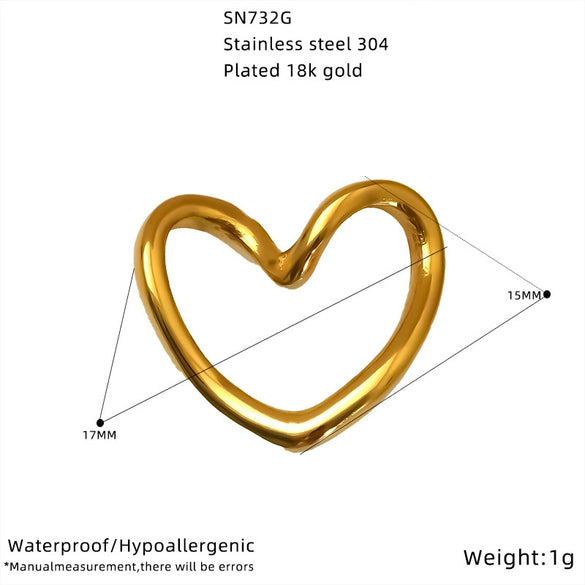 Wholesale Women's 18K Real Gold Plated Stainless Steel Heart Shape Snake Bone Chain Necklace