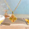 Wholesale Women's Lasercut Fourleaf Clover Titanium Steel Necklace With Copper Pendant And Zircon Design