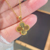Wholesale Women's Lasercut Fourleaf Clover Titanium Steel Necklace With Copper Pendant And Zircon Design