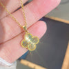 Wholesale Women's Lasercut Fourleaf Clover Titanium Steel Necklace With Copper Pendant And Zircon Design