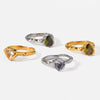 Wholesale Women's Lava Texture Water Drop Zircon 18K Goldplated Stainless Steel Ring
