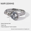 Wholesale Women's Lava Texture Water Drop Zircon 18K Goldplated Stainless Steel Ring