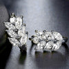 Wholesale Women's Leaf Pattern Copper Zircon Earrings