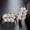 Wholesale Women's Leaf Pattern Copper Zircon Earrings