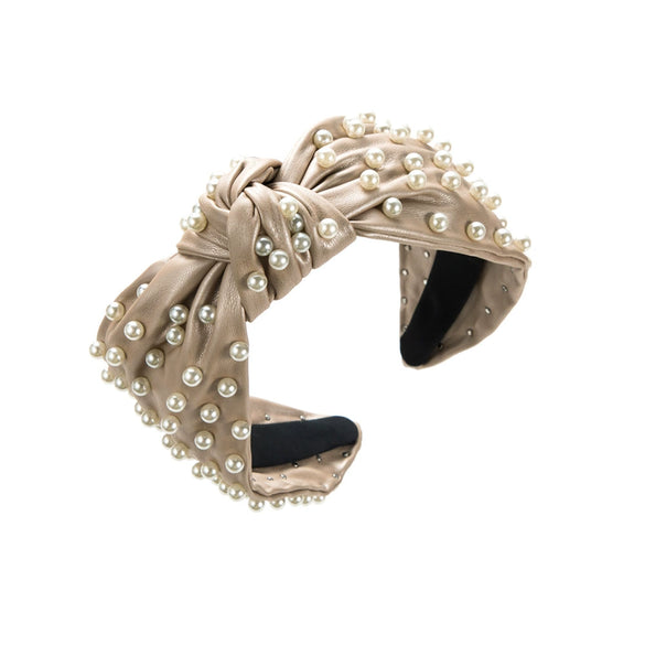 Wholesale Women's Leather Beaded Headband Simple And Stylish Hair Accessory