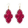 Wholesale Women's Leather Geometric Earrings With Diamond Sequins And Retro Style