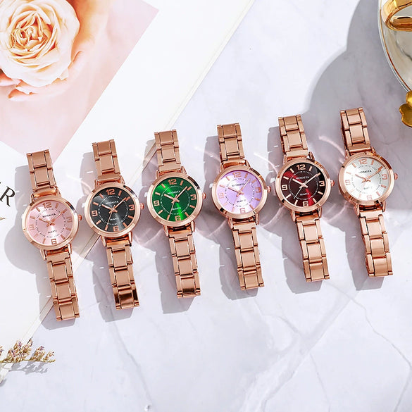 Wholesale Women's Leisure Alloy Case Steel Belt Quartz Watch With Round Dial And Ordinary Glass Mirror