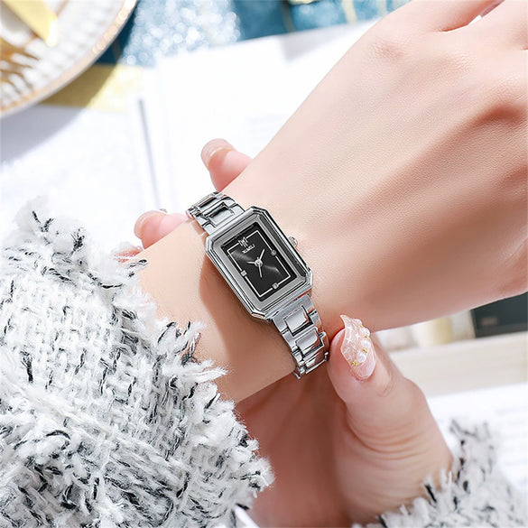 Wholesale Women's Leisure Quartz Watch Rectangle Alloy Case Stainless Steel Strap Waterproof