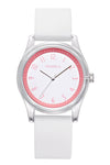 Wholesale Women's Leisure Quartz Watch With Plastic Case Stainless Steel Buckle And Silicone Strap Round Dial