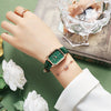 Wholesale Women's Leisure Square Quartz Watch With Stainless Steel Clasp Alloy Case And Imitation Leather Strap Sapphire Crystal Glass Mirror