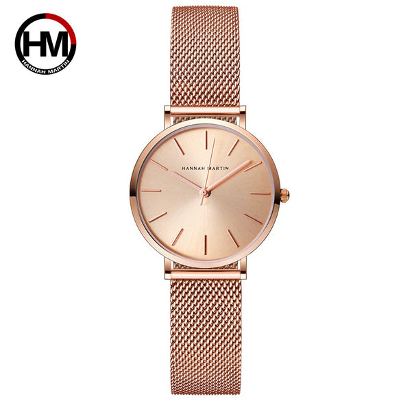 Wholesale Women's Leisure Watch With Round Dial Alloy Case Stainless Steel Strap And Buckle Mineral Reinforced Glass Mirror Japanese Movement Waterproof
