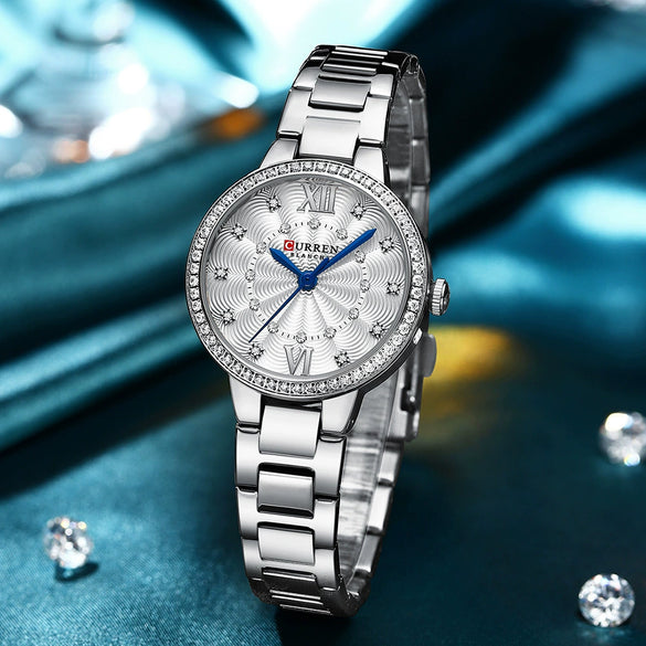 Wholesale Women's Leisure Waterproof Quartz Watch With Round Dial Stainless Steel Strap And Alloy Case