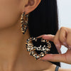 Wholesale Women's Leopard Print Geometric Heartshaped Alloy Electroplated Earrings