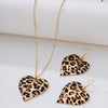 Wholesale Women's Leopard Print Heart Geometric Alloy Electroplated Jewelry Set Necklace And Earrings