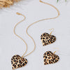 Wholesale Women's Leopard Print Heart Geometric Alloy Electroplated Jewelry Set Necklace And Earrings