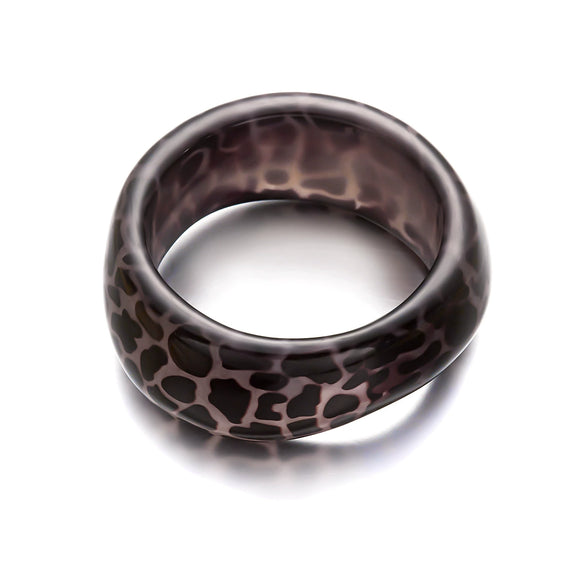 Wholesale Women's Leopard Print Round Geometric Exaggerated Resin Electroplated Bracelet With Stacking Style