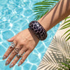 Wholesale Women's Leopard Print Round Geometric Exaggerated Resin Electroplated Bracelet With Stacking Style