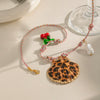 Wholesale Women's Leopard Print Shell And Stainless Steel Rope Chain Necklace With Weave Design