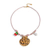 Wholesale Women's Leopard Print Shell And Stainless Steel Rope Chain Necklace With Weave Design