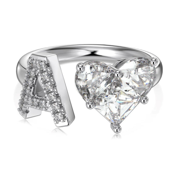 Wholesale Women's Letter Love Zircon Inlay 925 Sterling Silver Opening Adjustable Ring And Bracelet With Electroplating