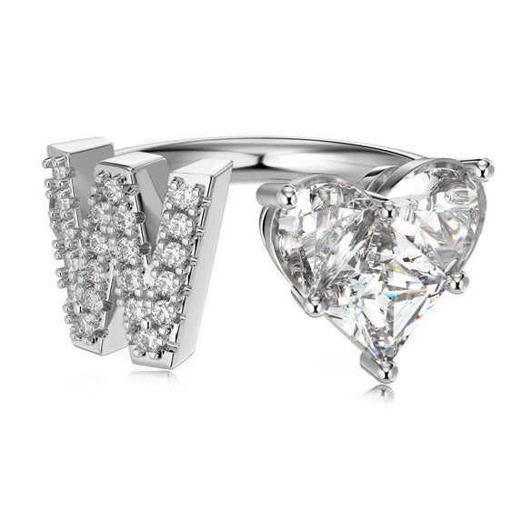 Wholesale Women's Letter Love Zircon Inlay 925 Sterling Silver Opening Adjustable Ring And Bracelet With Electroplating