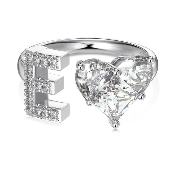 Wholesale Women's Letter Love Zircon Inlay 925 Sterling Silver Opening Adjustable Ring And Bracelet With Electroplating