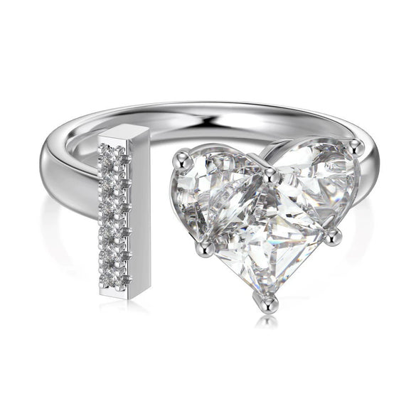 Wholesale Women's Letter Love Zircon Inlay 925 Sterling Silver Opening Adjustable Ring And Bracelet With Electroplating