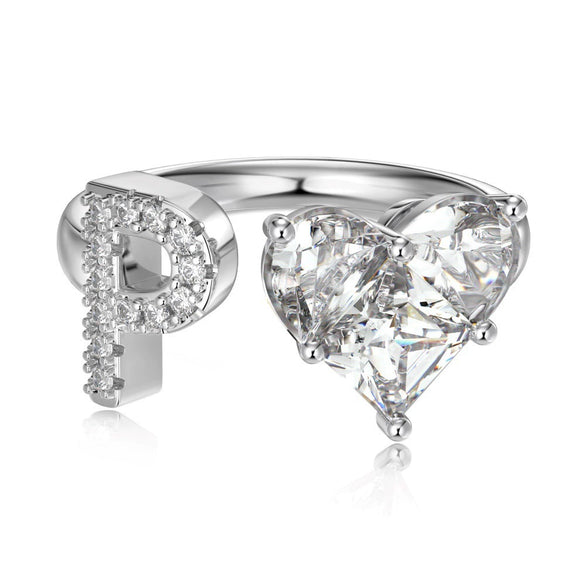 Wholesale Women's Letter Love Zircon Inlay 925 Sterling Silver Opening Adjustable Ring And Bracelet With Electroplating