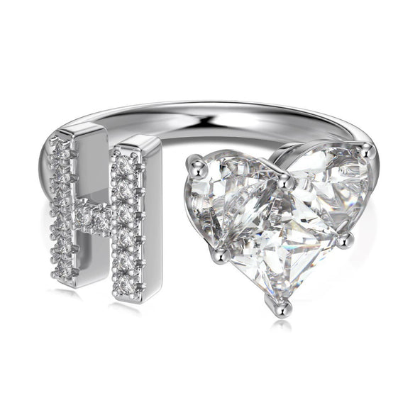 Wholesale Women's Letter Love Zircon Inlay 925 Sterling Silver Opening Adjustable Ring And Bracelet With Electroplating