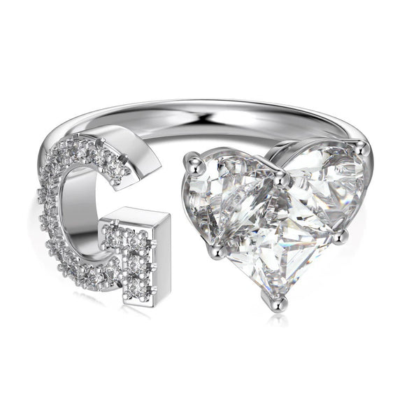 Wholesale Women's Letter Love Zircon Inlay 925 Sterling Silver Opening Adjustable Ring And Bracelet With Electroplating